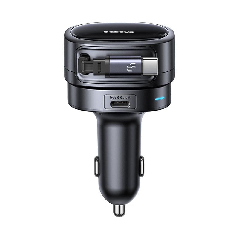 Baseus PrimeTrip VR1 Car Charger with Retractable Cable (U+C)+Type-C 60W Cosmic Black