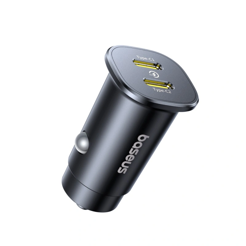 Baseus 30W GoTrip Car Charger – Type-C + Type-C, Cosmic Black C00072300123-01