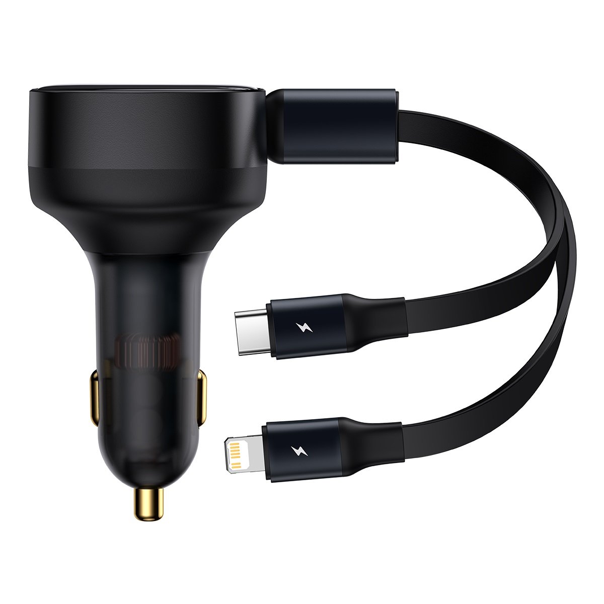 Baseus Enjoyment Retractable 2-in-1 Car Charger C+L 30W Black – CGTX000001