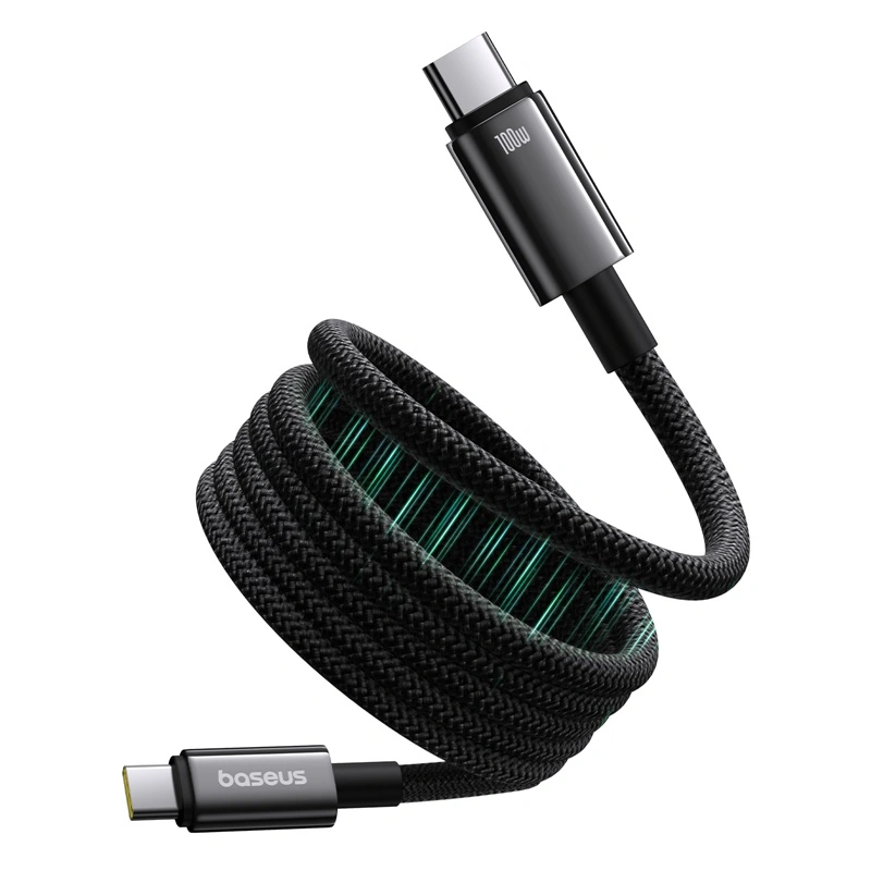 Baseus 1Meter Tungsten Gold Type-C to Type-C 100W Magnetic Charging Cable – Cluster Black