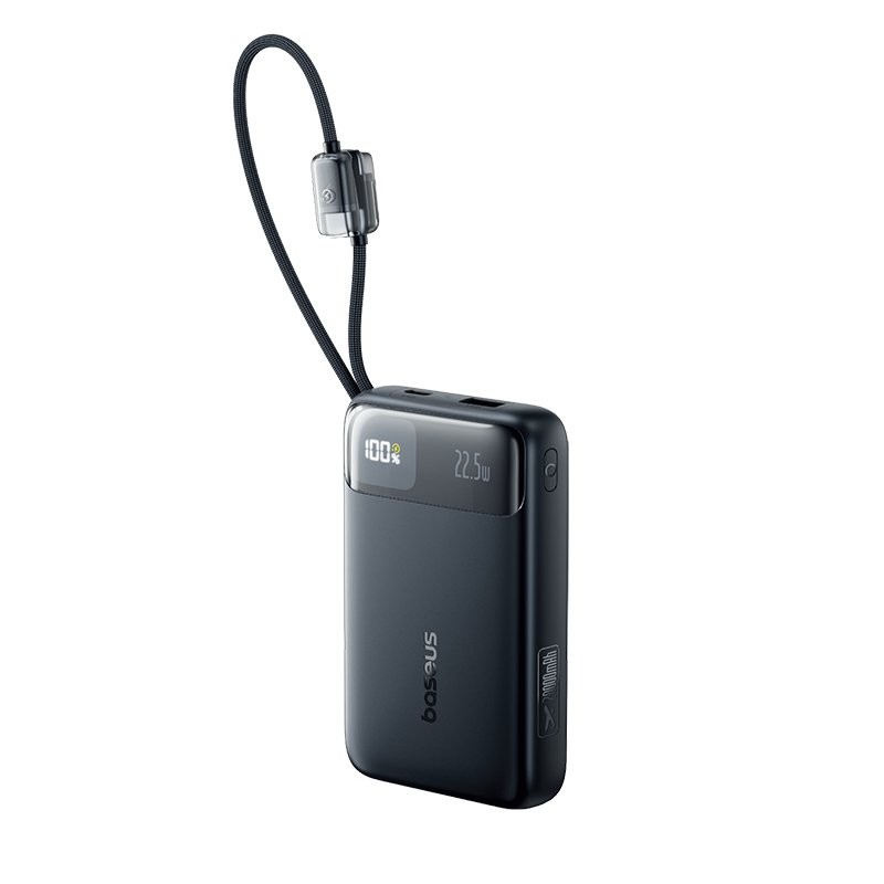 Baseus 20000mAh 22.5W EnerFill FC11 Power Bank – Built in Lightning & Type C Cables Cosmic Black