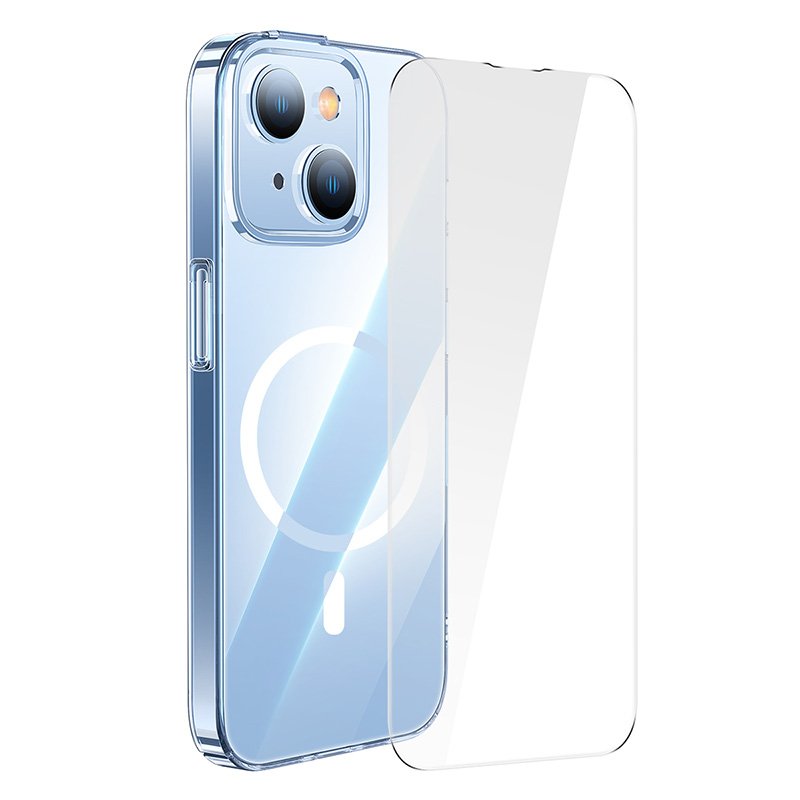 Baseus iPhone 14 Plus 6.7inch Crystal Magnetic Phone Case And Temperd Glass For iPhone Transparent- ARJC010002 / ARSJ011102