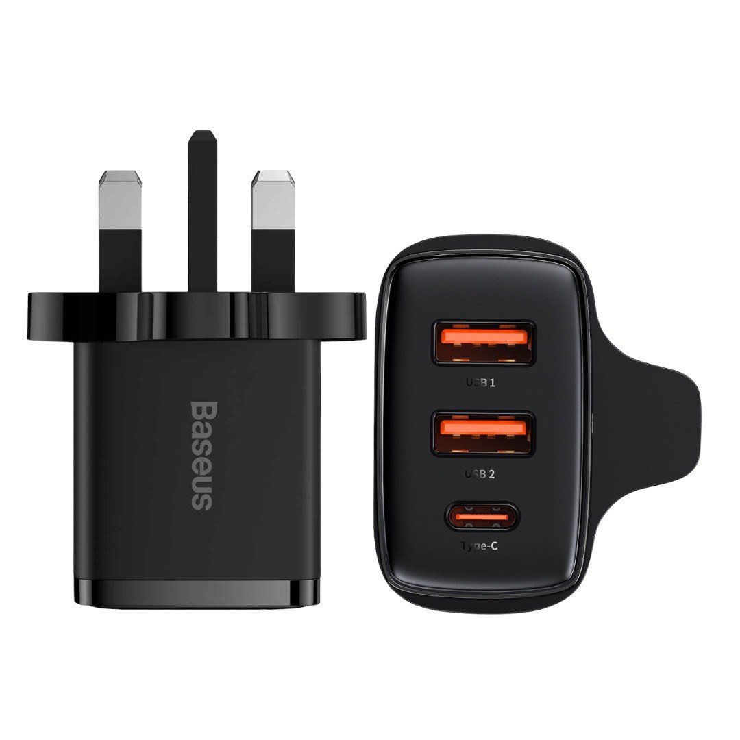 Baseus 30W 2U+C Compact Fast Charger UK Black – CCXJ030101