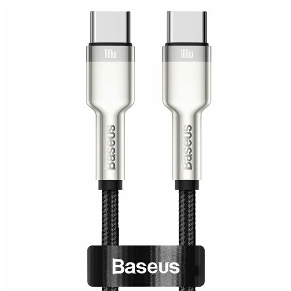 Baseus Cafule Series 1M Metal Data Cable Type-C to Type-C 100W  Black – CATJK-C01 –   1 Year Warranty