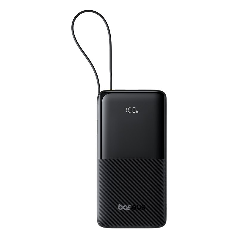 Baseus 20000mAh 20W Bipow 2 Digital Display Power Bank with Built-in Type-C Cable – Cluster Black