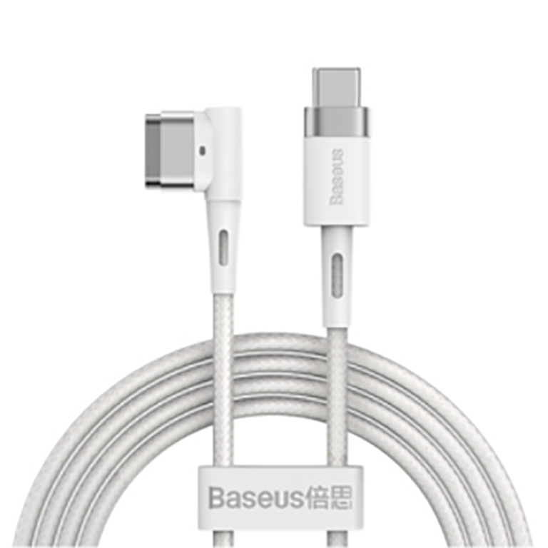 Baseus 60W 2M Zinc Magnetic Series iP Laptop Charging Cable Type-C to L-shaped Port  White – CATXC-W02- 1 Year Warranty