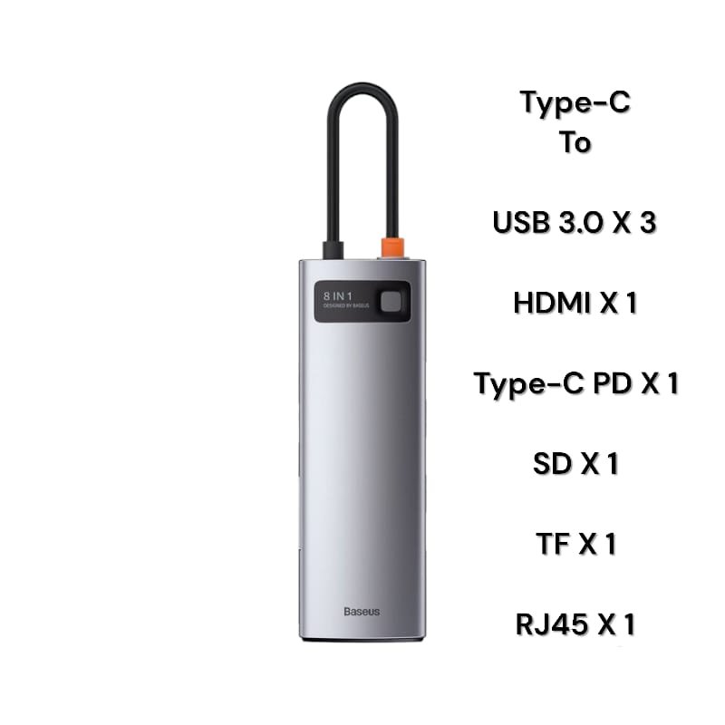 Baseus 8-in-1 Star Joy Series Multifunctional Type-C HUB Docking Station Gray