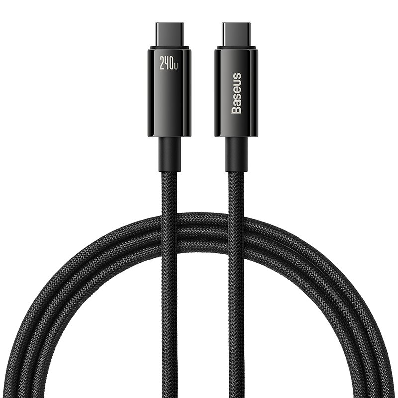 Baseus 1Meter Tungsten Gold 240W Type-C to Type-C Fast Charging Data Cable – (Black) – CAWJ040001