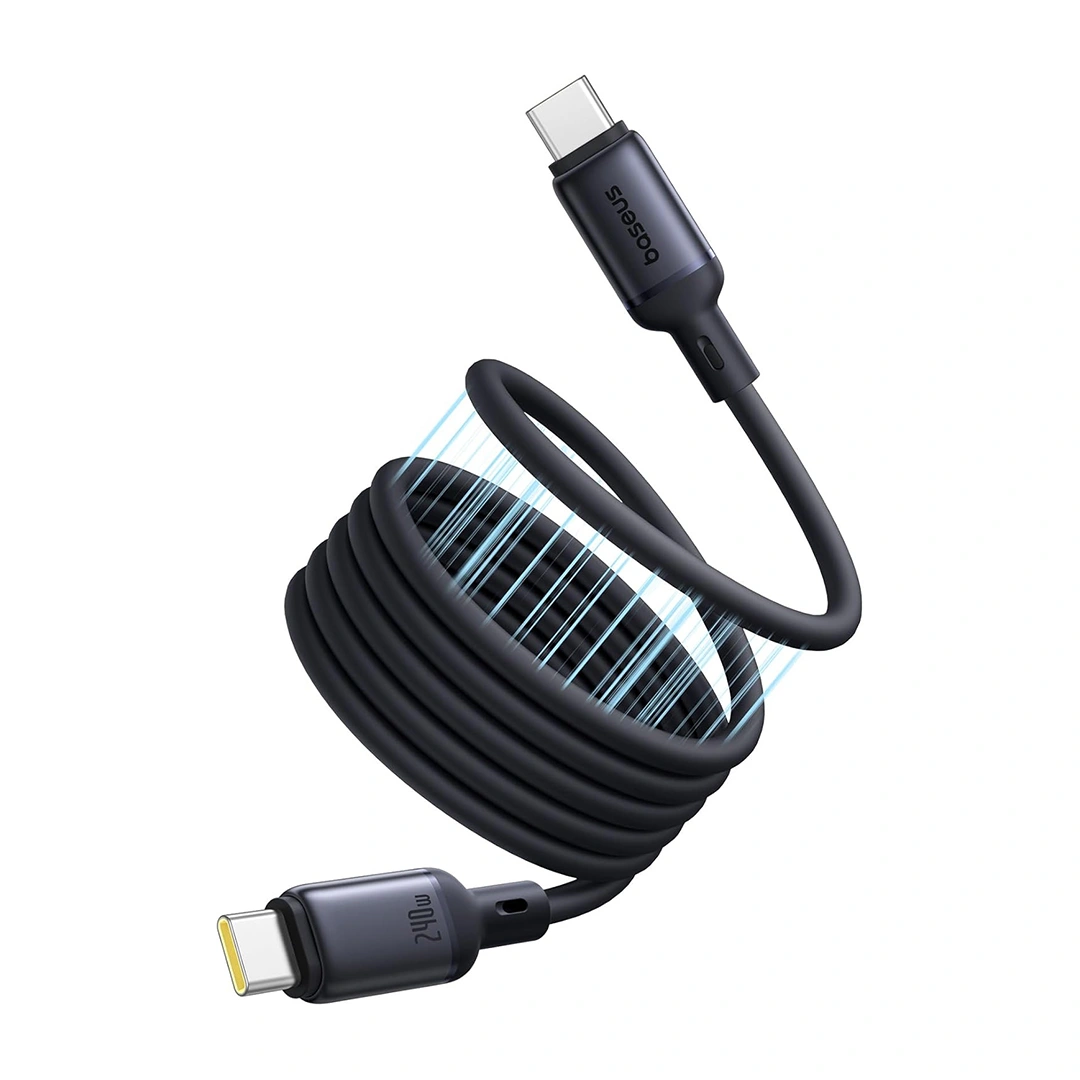 Baseus 1 Meter 240W PicoGo Type-C to Type-C Magnetic Liquid Silicone Fast Charging Cable – Cosmic Black – P10376800121-00